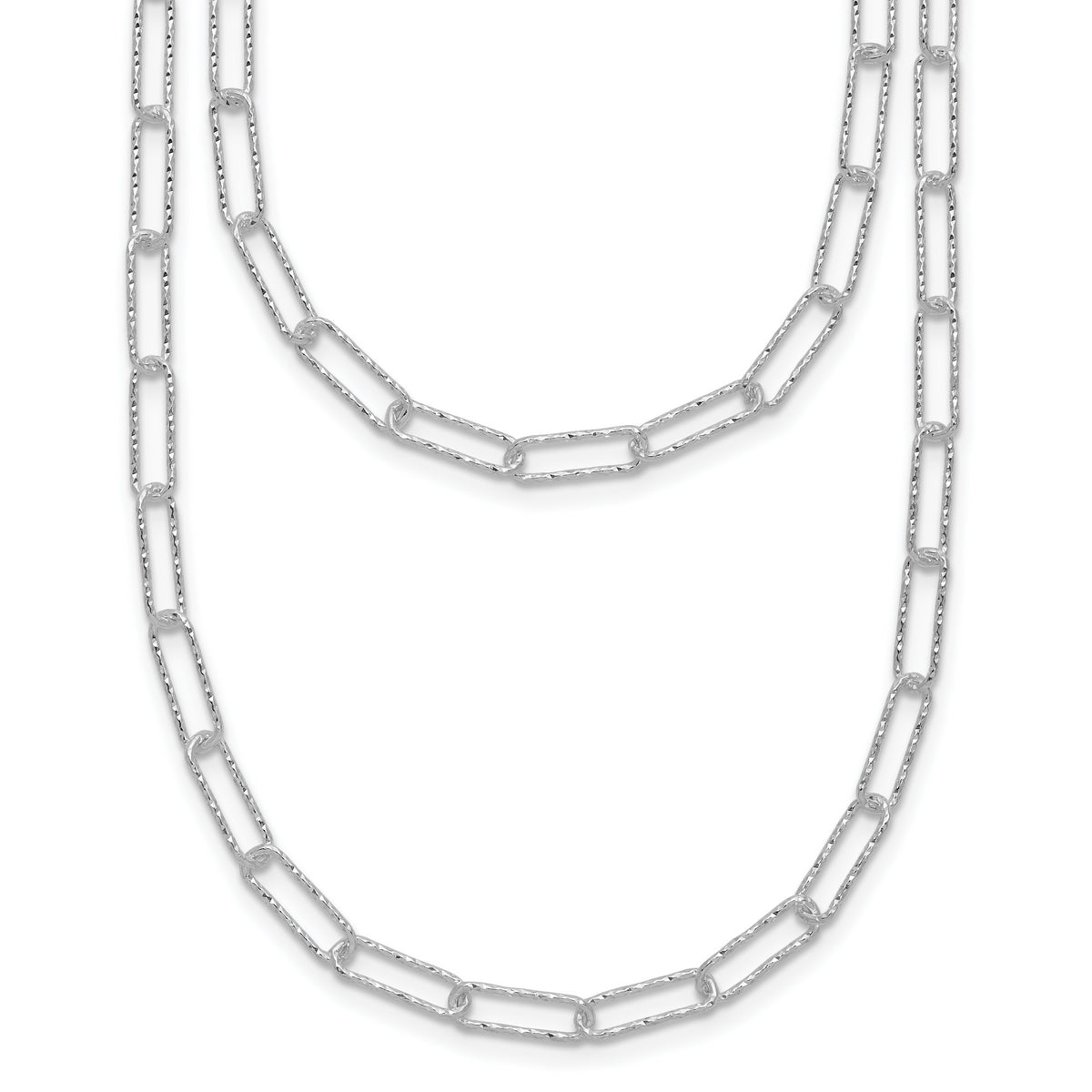 Sterling Silver Two D/C Fancy Link w/1.25 in ext. Necklace