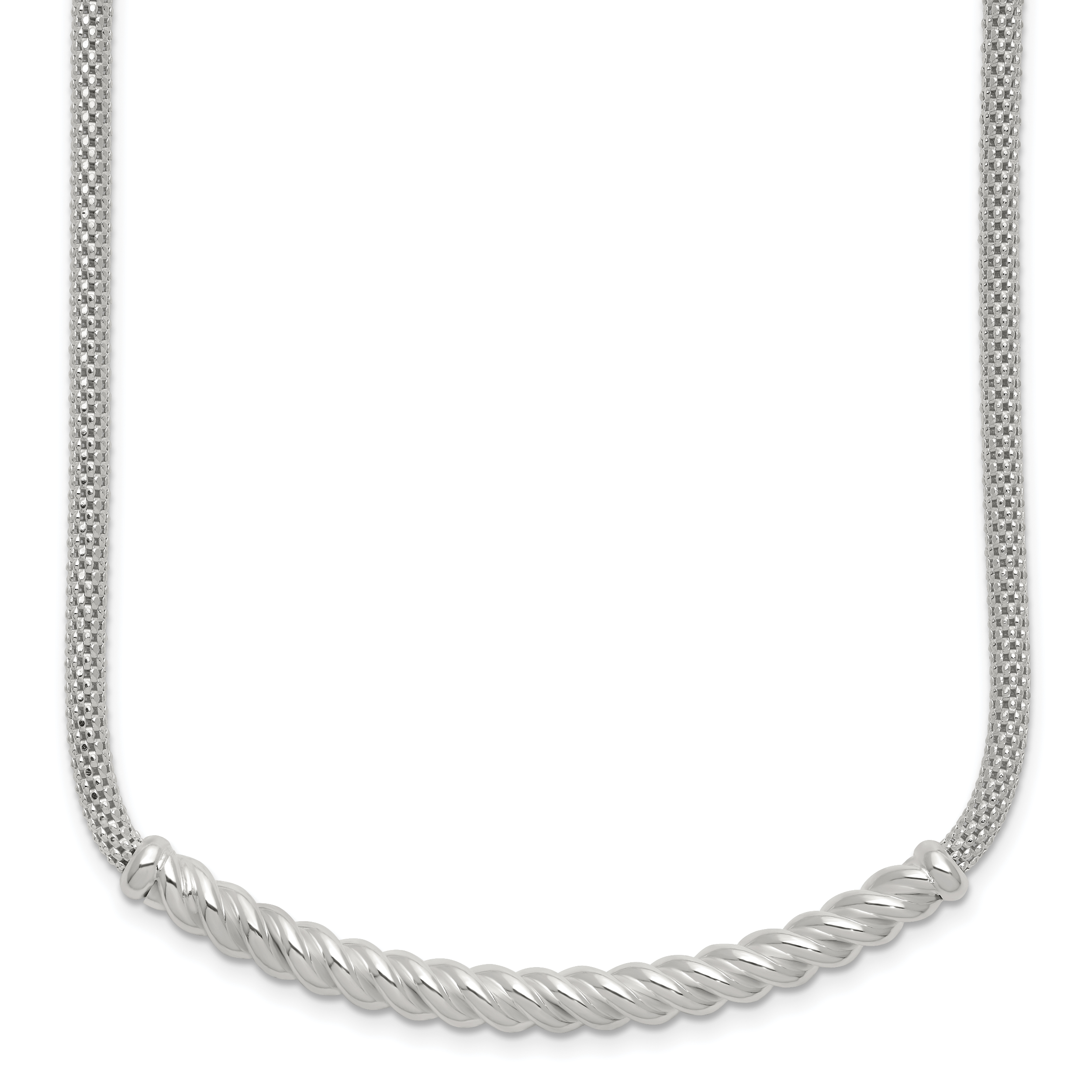 Sterling Silver Polished Twisted Bar Necklace Main image