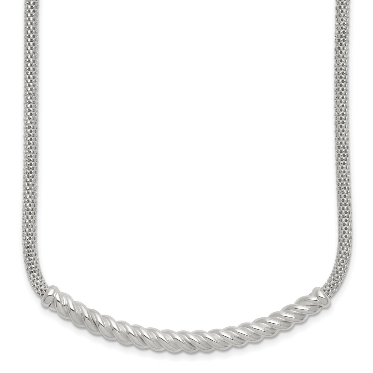 Sterling Silver Polished Twisted Bar Necklace