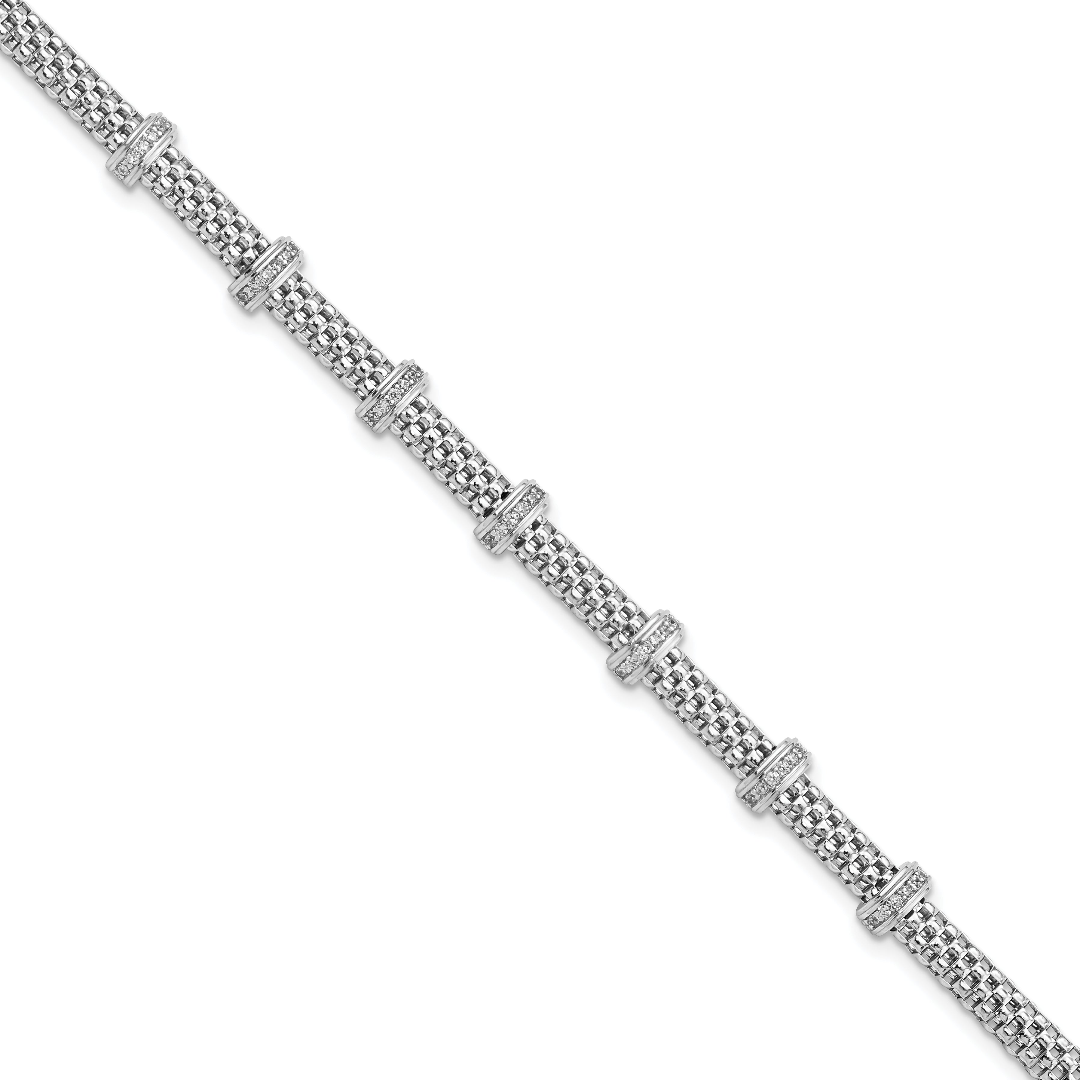 Sterling Silver Rhodium-Rhodium-Plated Polished CZ Bracelet