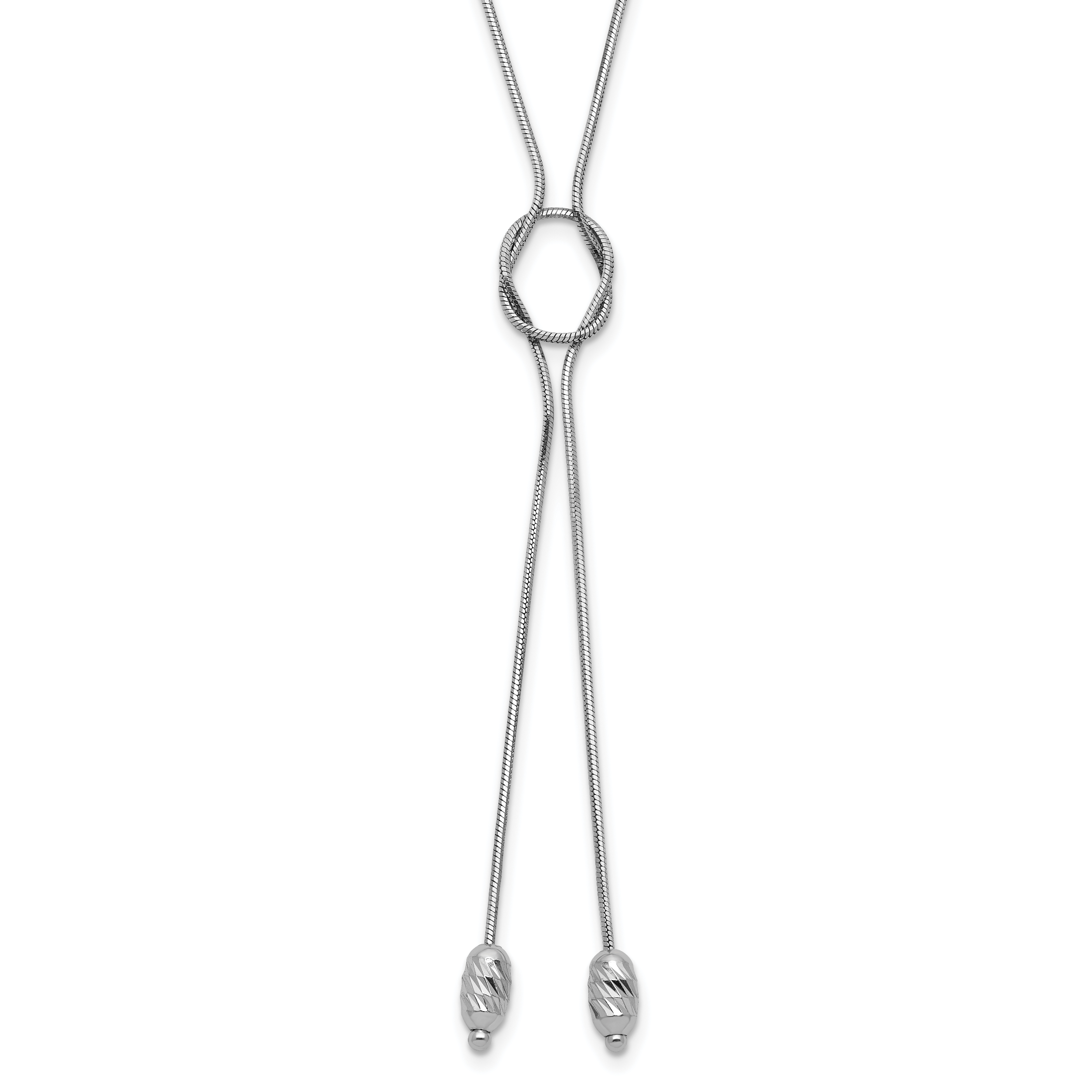 Sterling SilverRhodium-Rhodium-Plated D/C Beads Fancy Loop Drop Necklace Main image