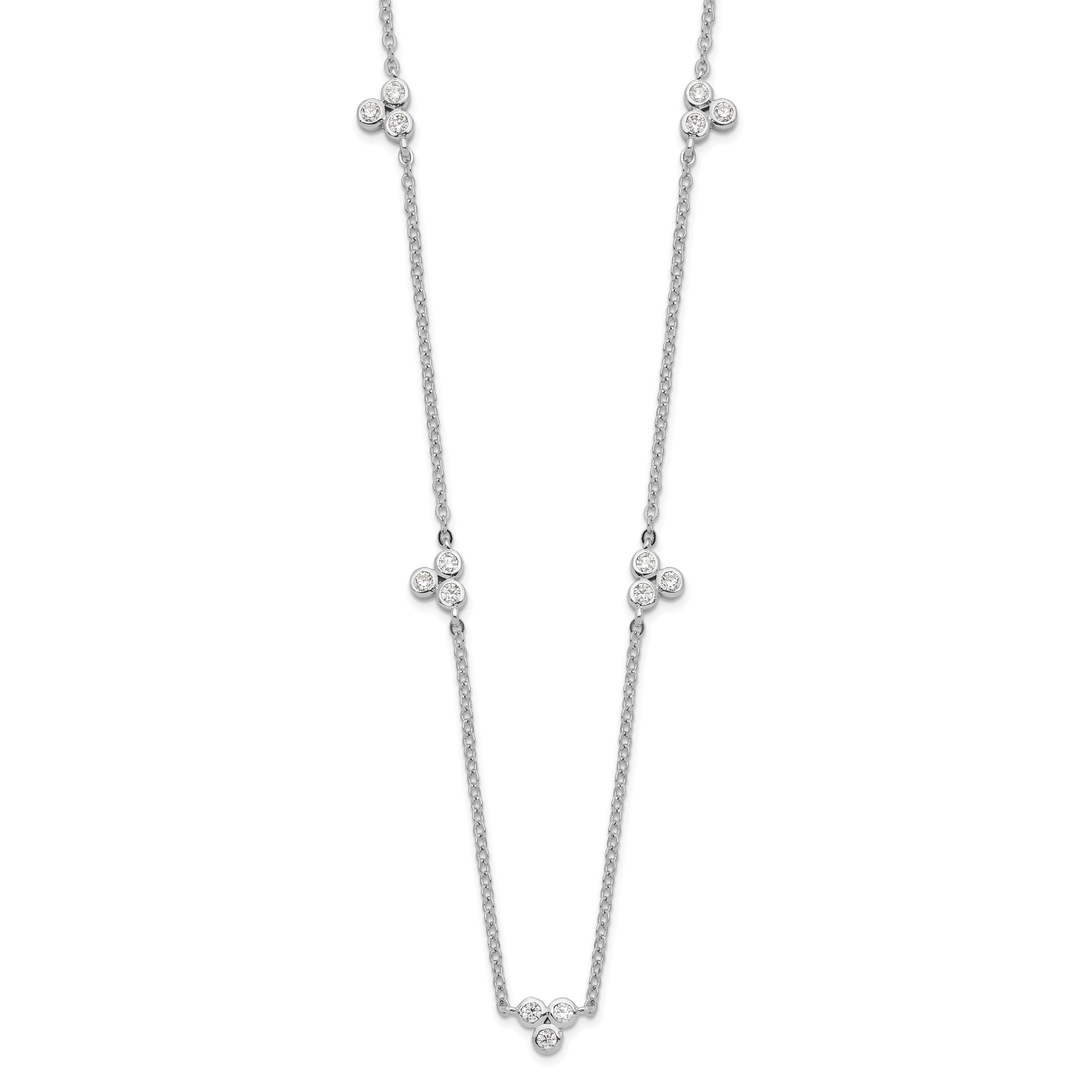 Sterling Silver Rhodium-Rhodium-Plated Polished CZ 5 Stations Necklace Main image