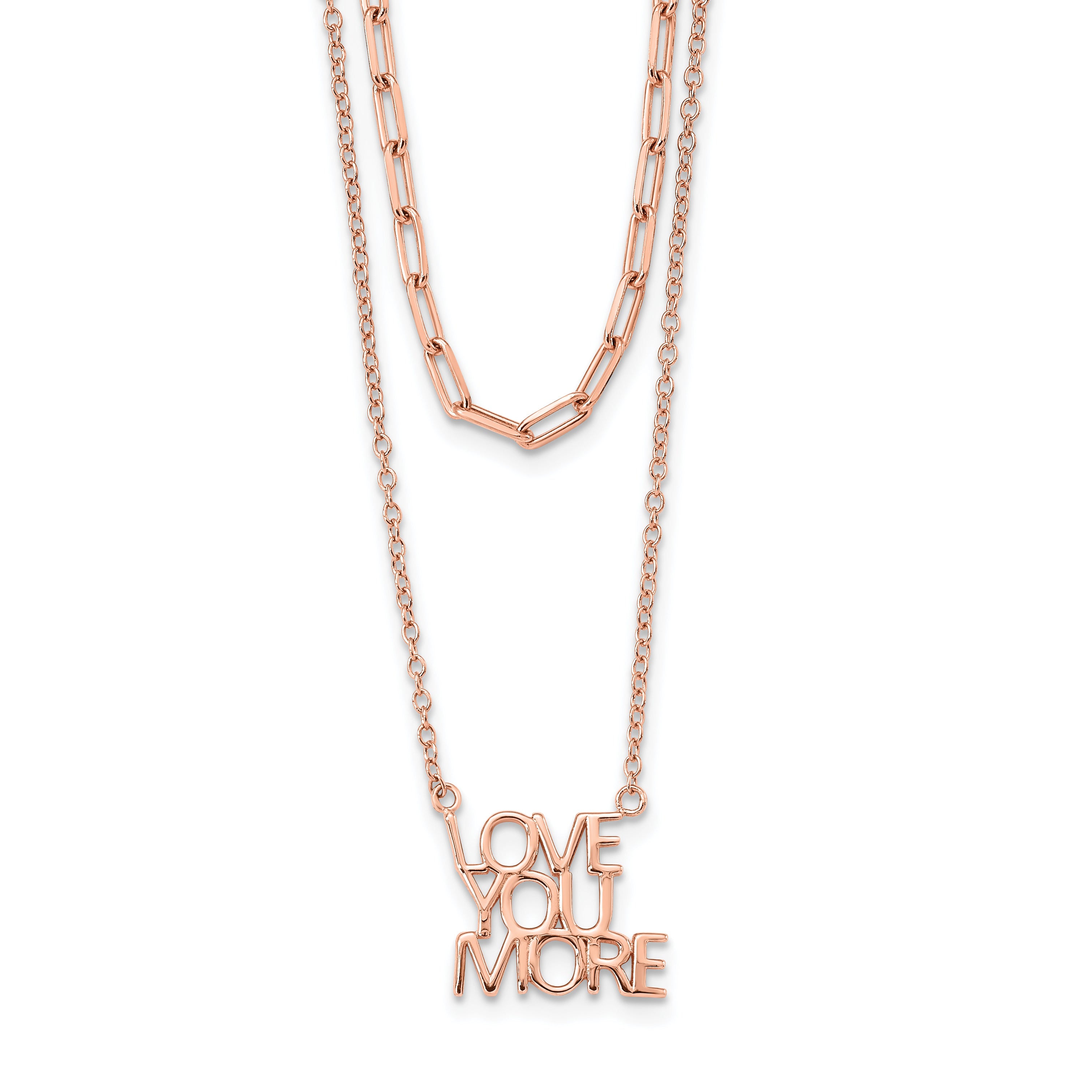 Sterling Silver Rose-tone Love You More Two Strand 16 inch Necklace Main image
