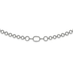 Sterling Silver Rhodium-plated Polished CZ Fancy Link w/3 in ext. Necklace
