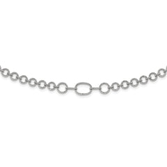 Sterling Silver Rhodium-plated Polished CZ Fancy Link w/3 in ext. Necklace