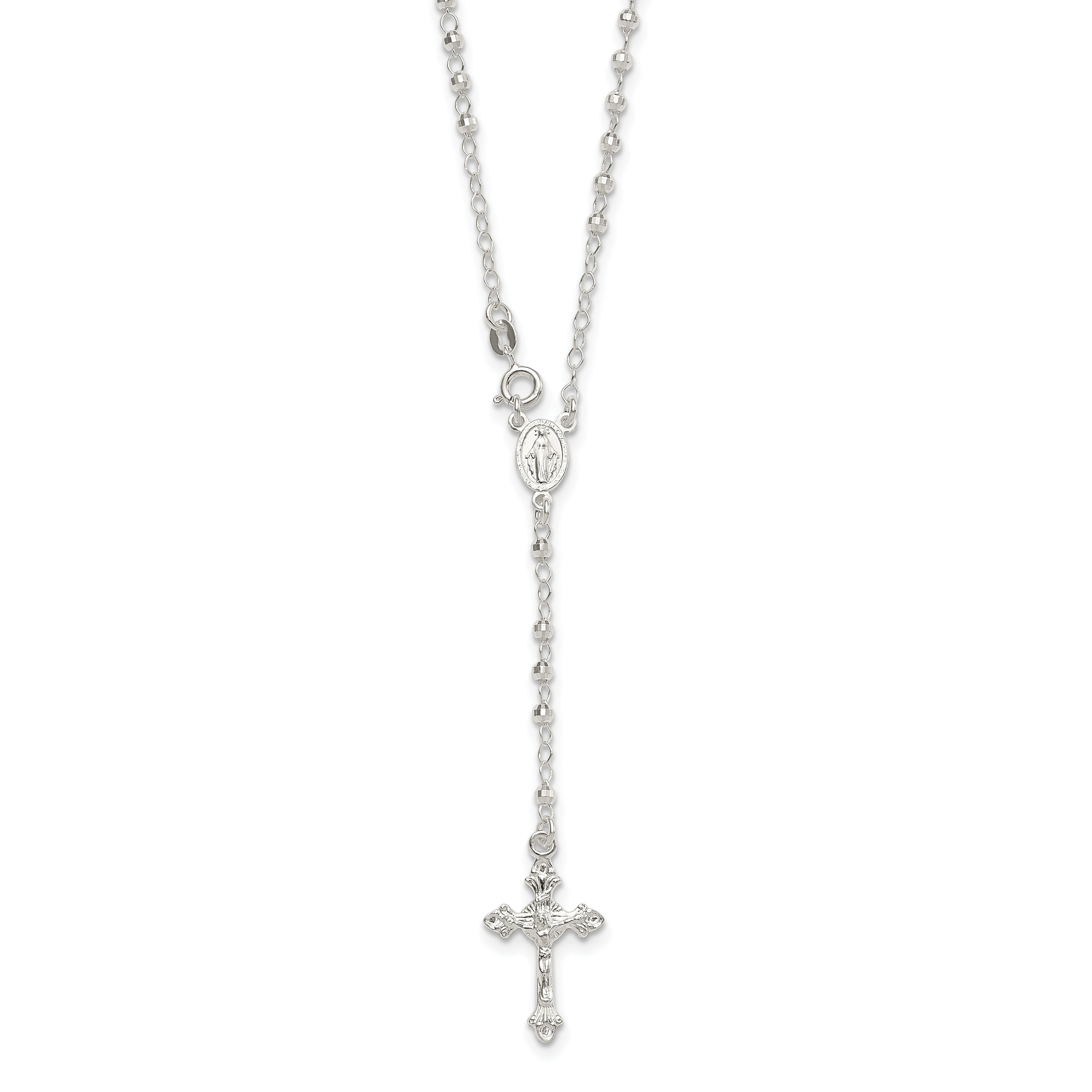 Sterling Silver Rhodium-Rhodium-Plated Polished w/ Clasp Rosary