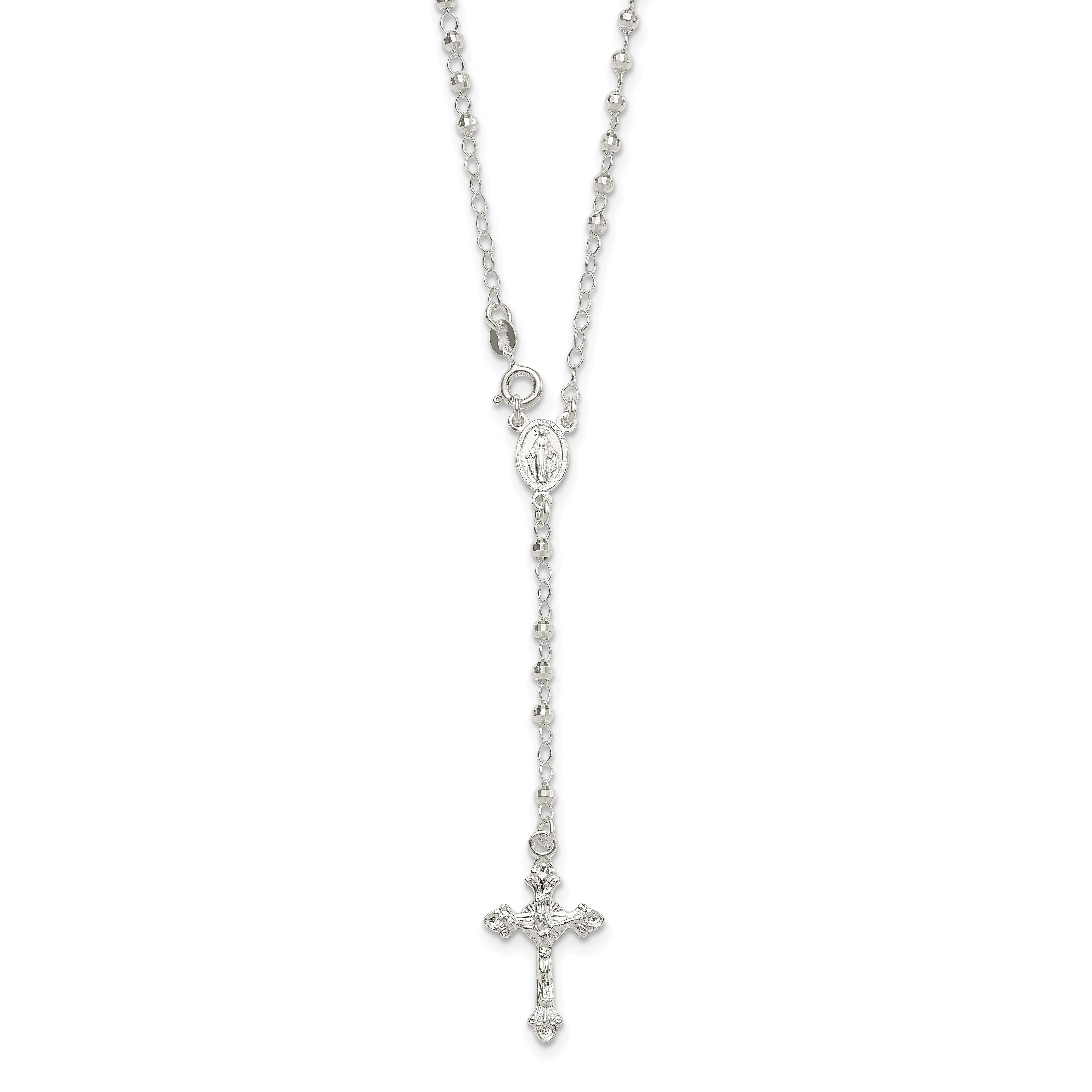 Sterling Silver Rhodium-Rhodium-Plated Polished w/ Clasp Rosary