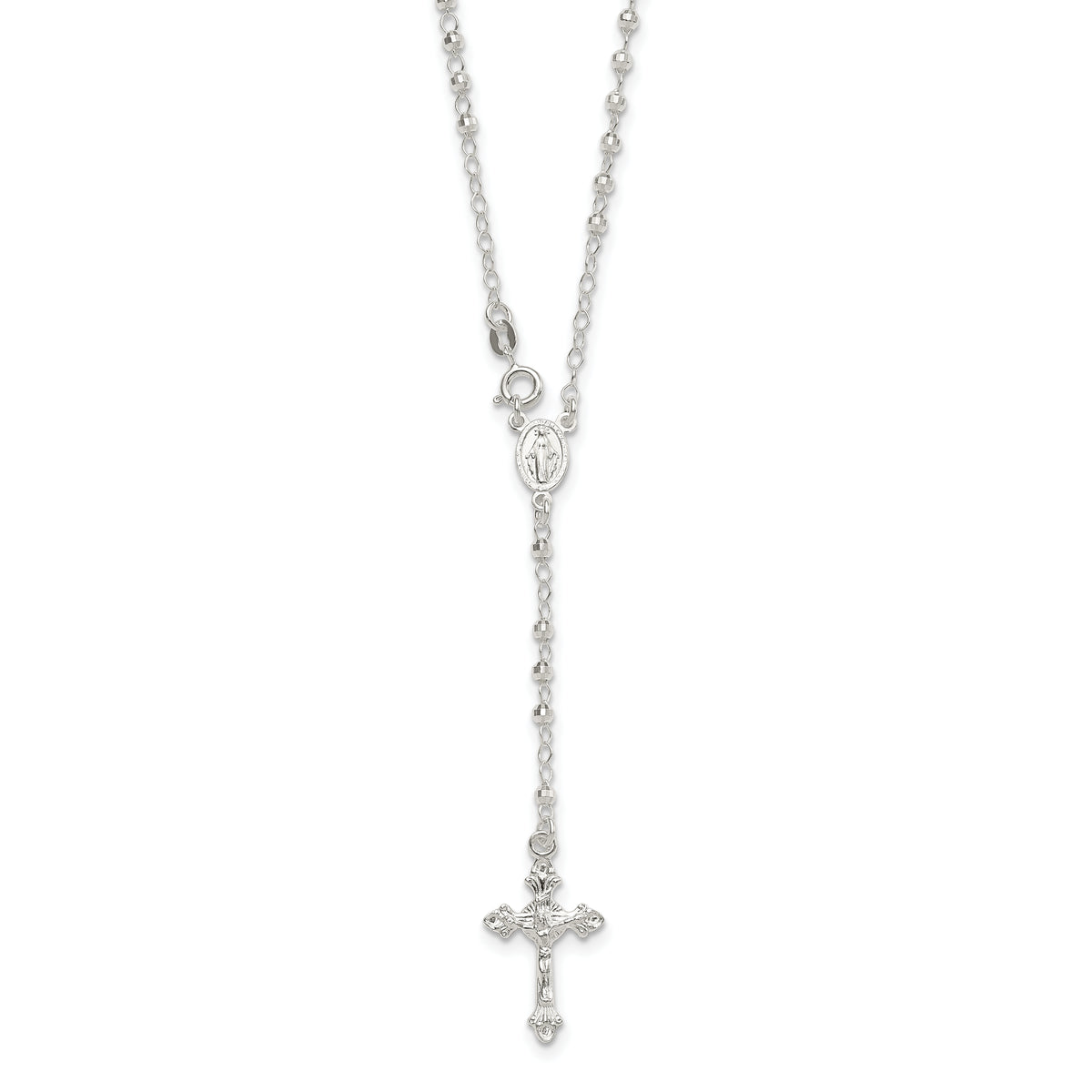 Sterling Silver Rhodium-Rhodium-Plated Polished w/ Clasp Rosary
