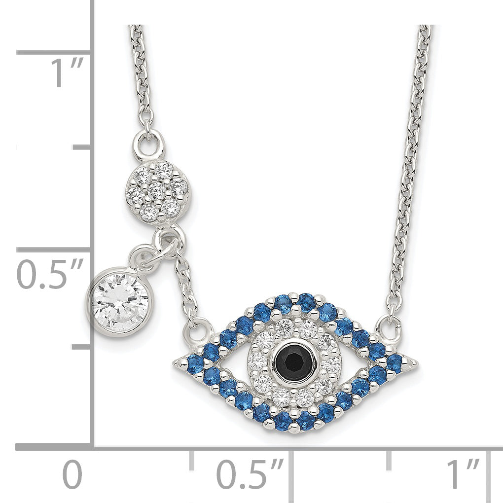 Sterling Silver Polished CZ Evil Eye Necklace Secondary image