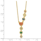 Sterling Silver Gold-tone Multicolor CZ Hearts 16.75 inch Necklace