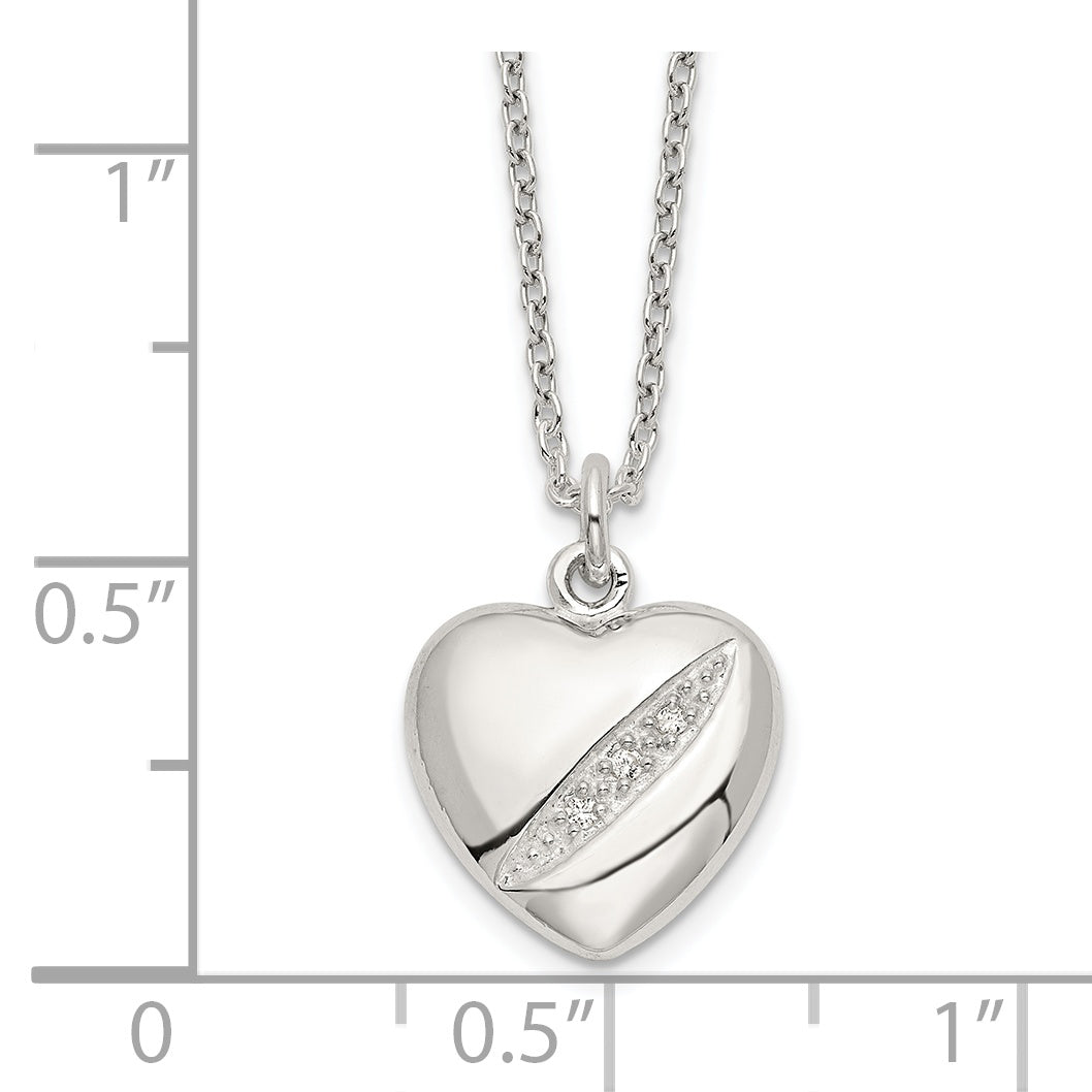 Sterling Silver CZ 16in w/2in ext Heart Necklace Secondary image