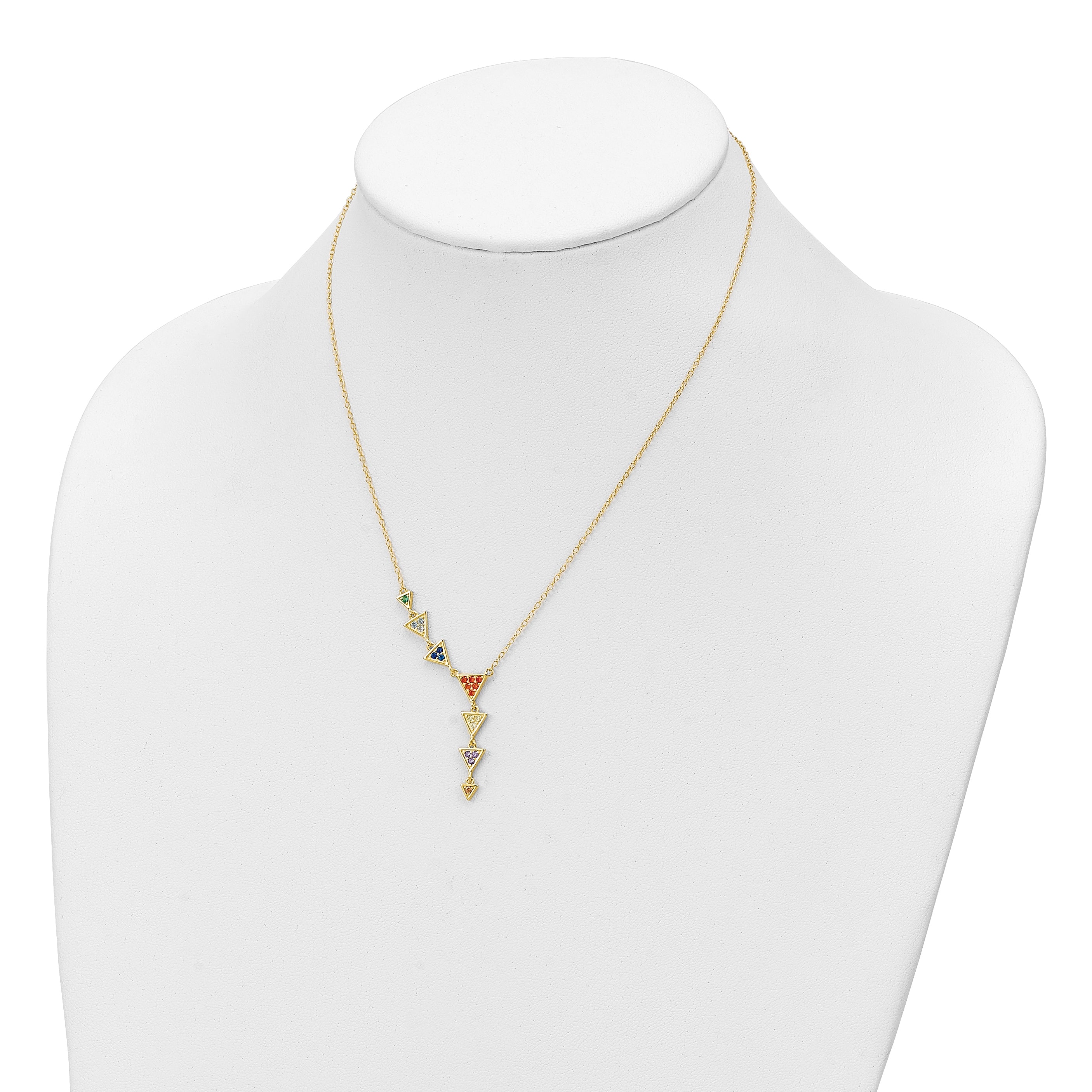 Sterling Silver Gold Tone Multicolor CZ Necklace