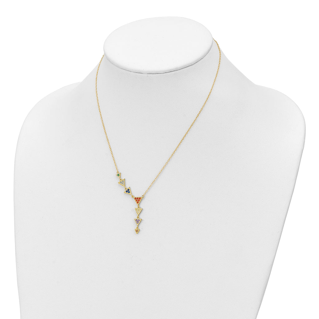 Sterling Silver Gold Tone Multicolor CZ Necklace