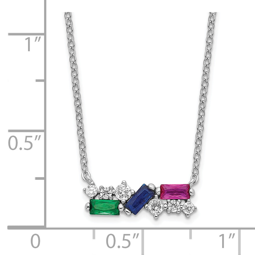 Sterling Silver Rhodium-plated Polished Multi-color CZ Necklace Secondary image