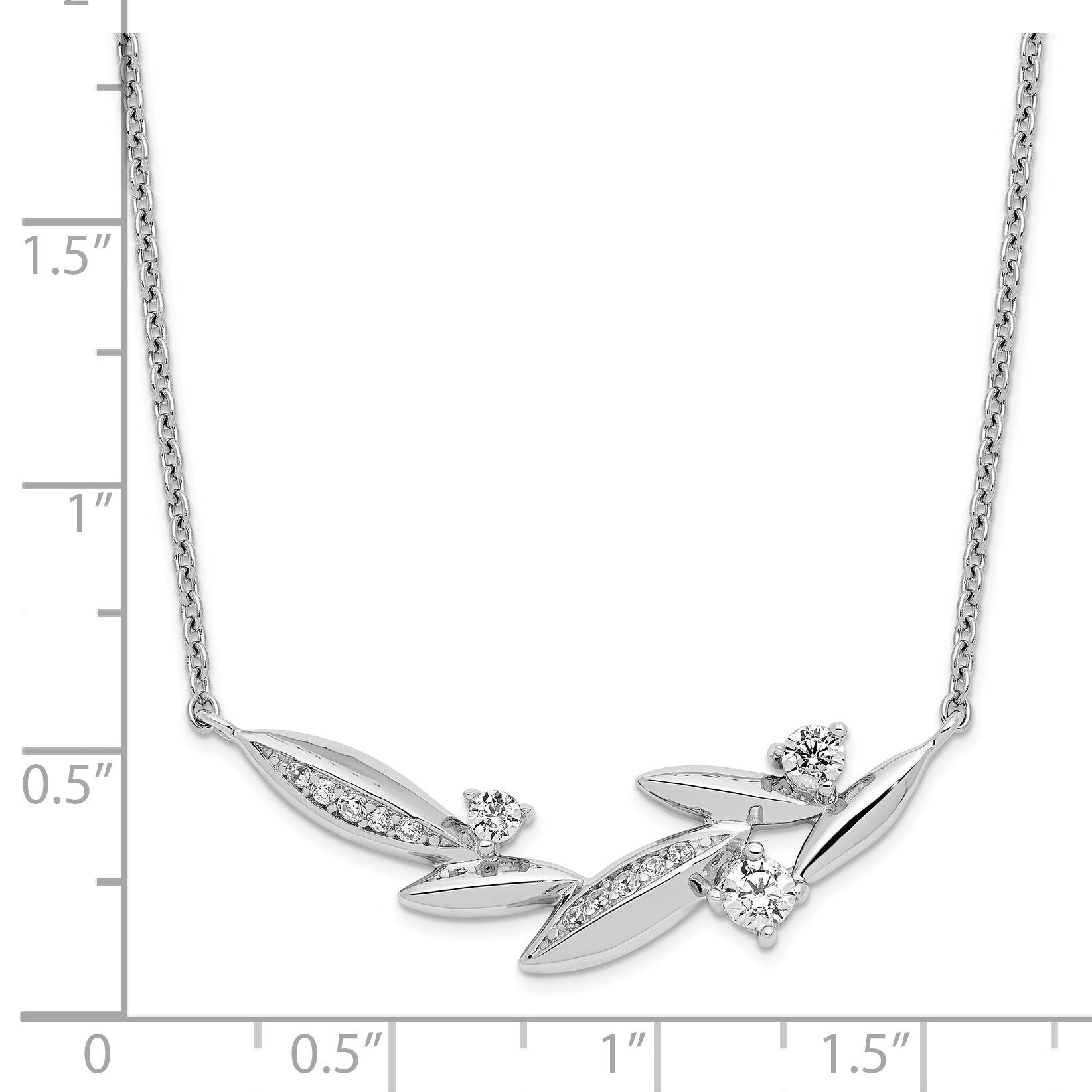 Pure Fire Sterling Silver Rhod-plated CZ Fancy w/ 2in ext. Necklace