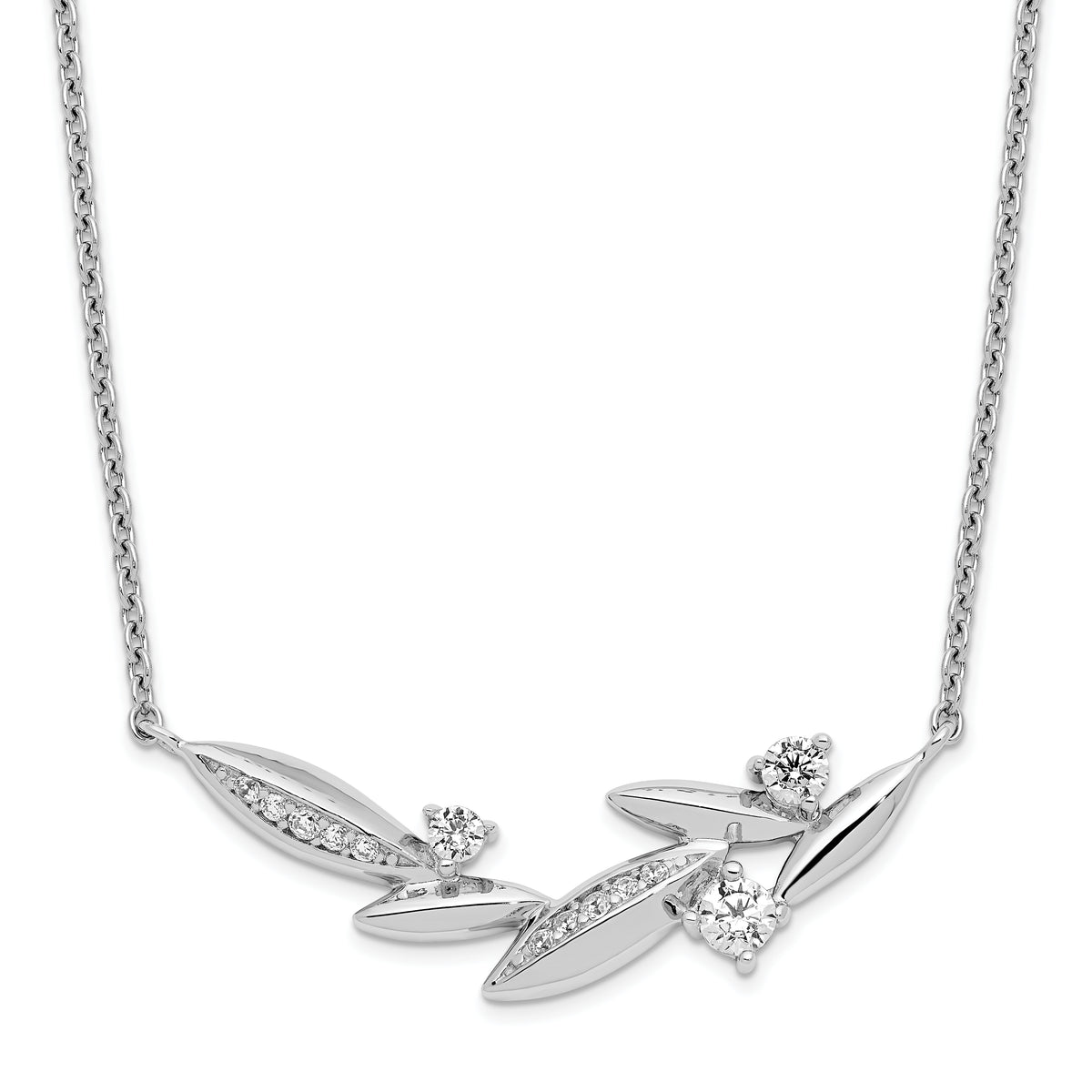 Pure Fire Sterling Silver Rhod-plated CZ Fancy w/ 2in ext. Necklace
