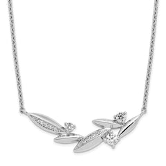 Pure Fire Sterling Silver Rhod-plated CZ Fancy w/ 2in ext. Necklace