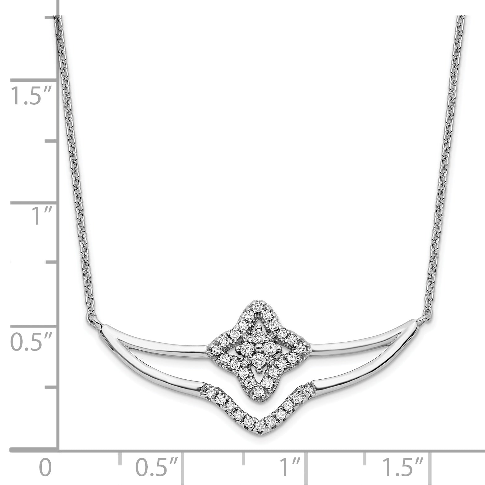 Sterling Silver Rhodium-plated Polished CZ Fancy Necklace Secondary image