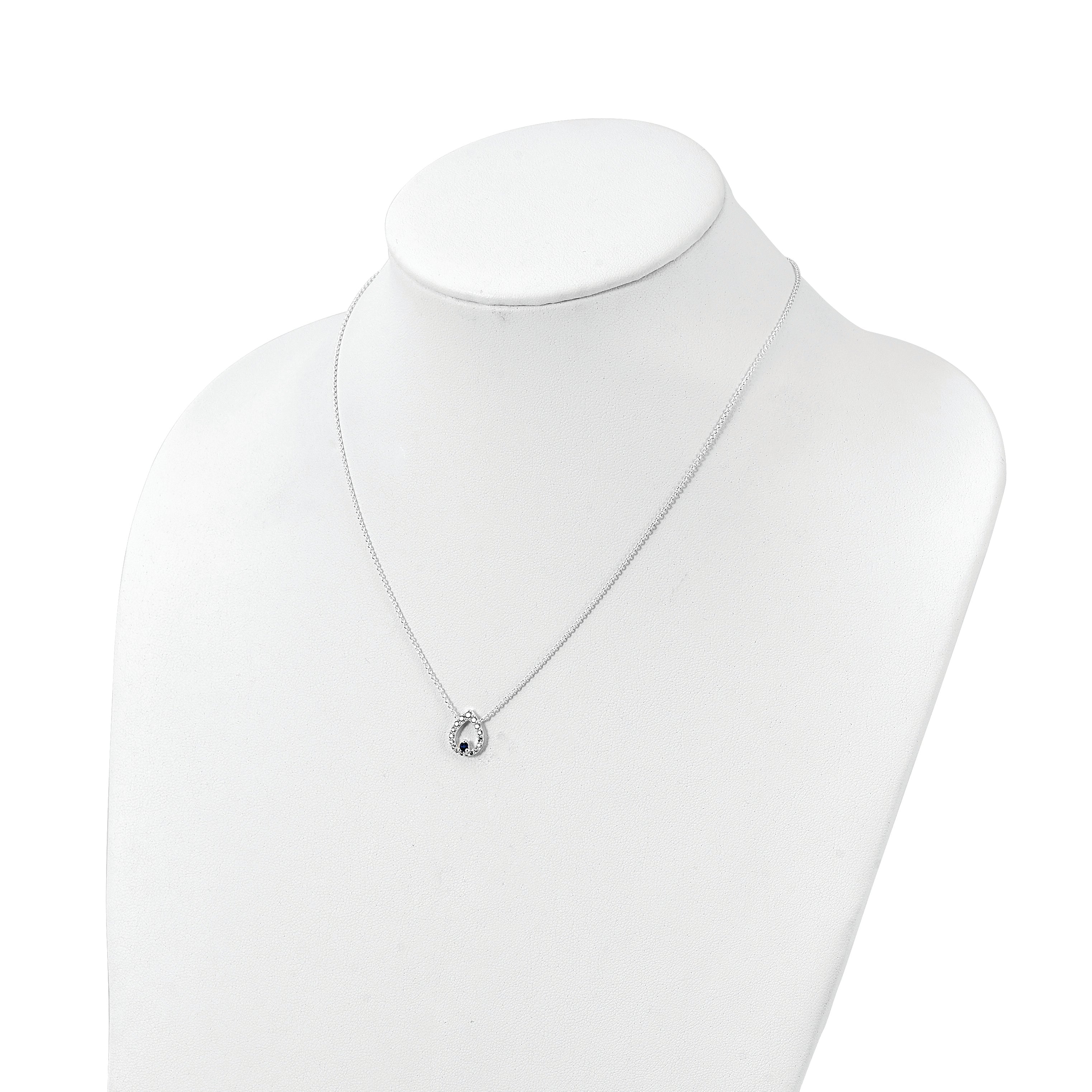 Sterling Silver Polished CZ Teardrop Necklace