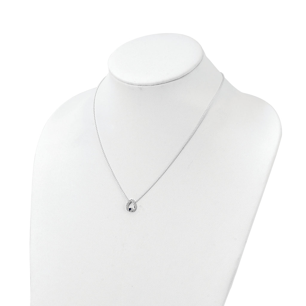 Sterling Silver Polished CZ Teardrop Necklace