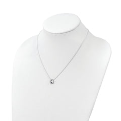 Sterling Silver Polished CZ Teardrop Necklace