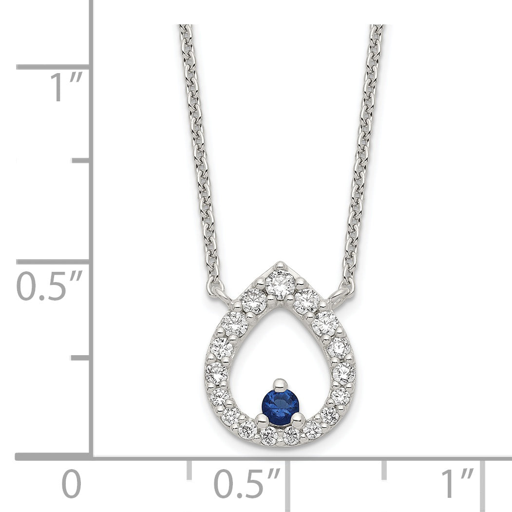 Sterling Silver Polished CZ Teardrop Necklace Secondary image