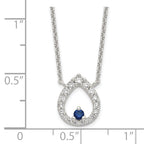 Sterling Silver Polished CZ Teardrop Necklace
