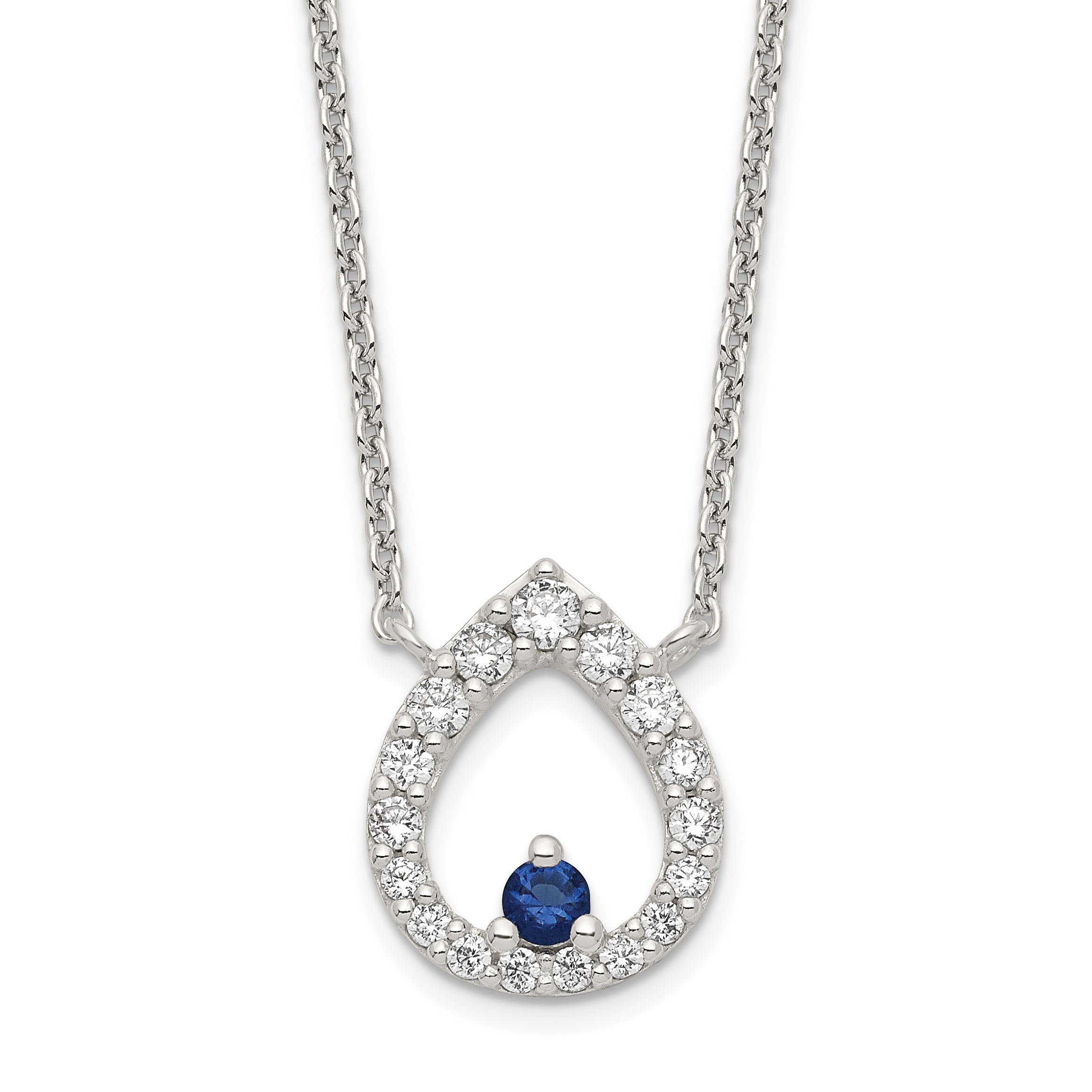 Sterling Silver Polished CZ Teardrop Necklace Main image