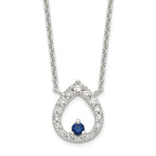 Sterling Silver Polished CZ Teardrop Necklace