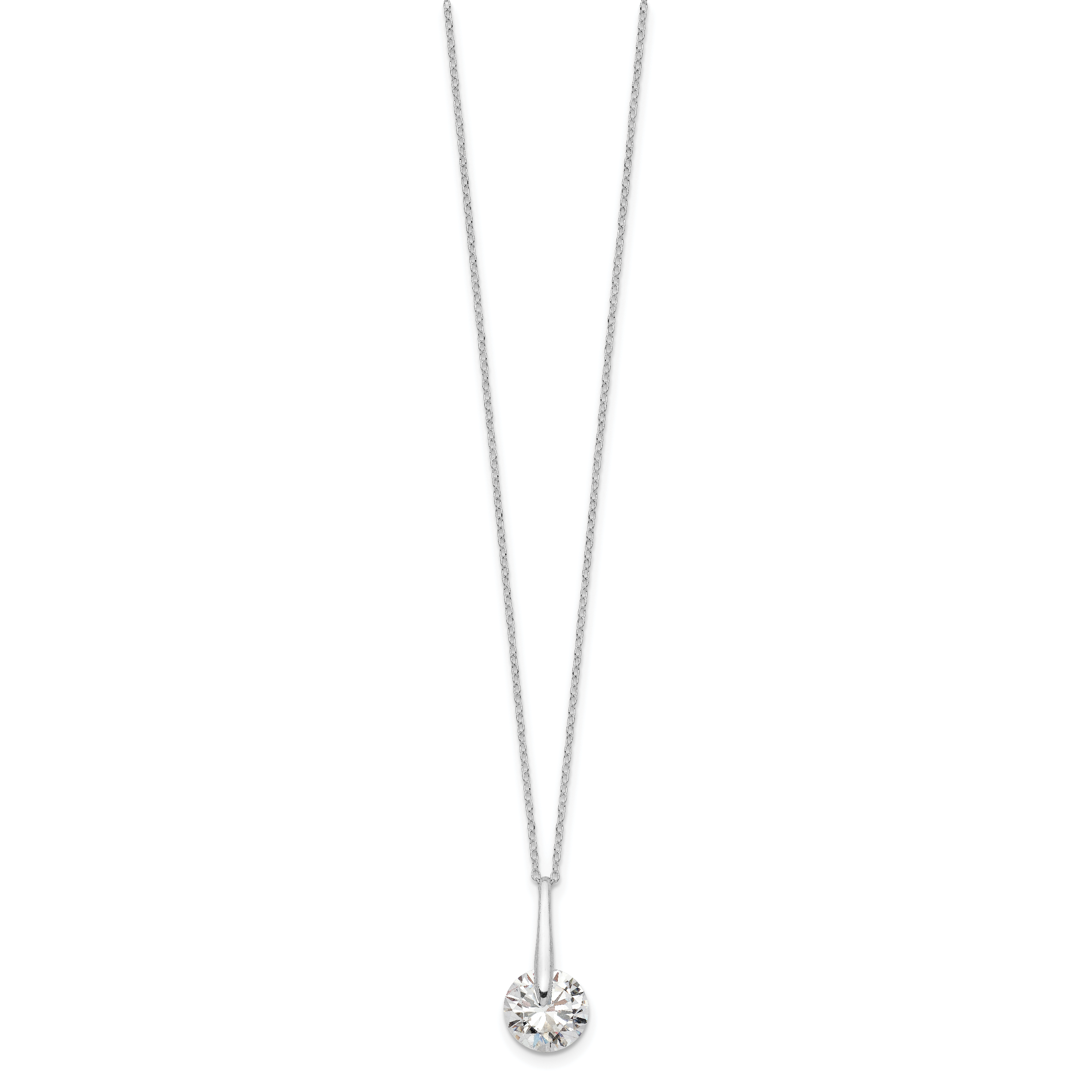 Sterling Silver Rhodium-plated Polished CZ Fancy 16in Plus 2in ext Necklace