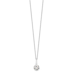Sterling Silver Rhodium-plated Polished CZ Fancy 16in Plus 2in ext Necklace