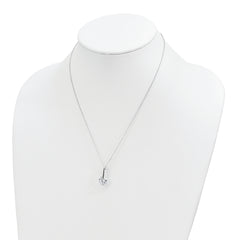 Sterling Silver Rhodium-plated Polished CZ Fancy 16in Plus 2in ext Necklace