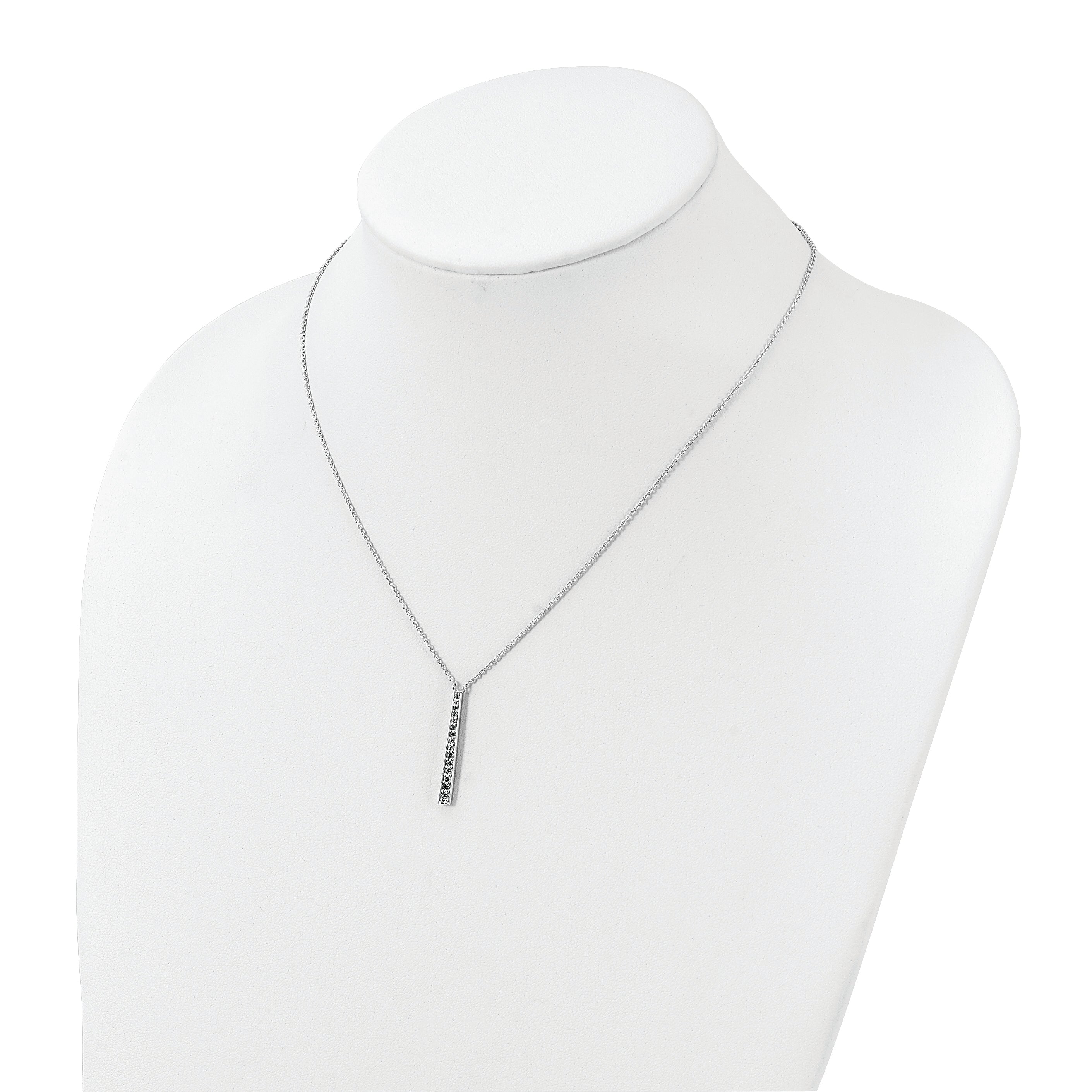 Sterling Silver Rhodium-plated Polished CZ Tapered Pendant Necklace