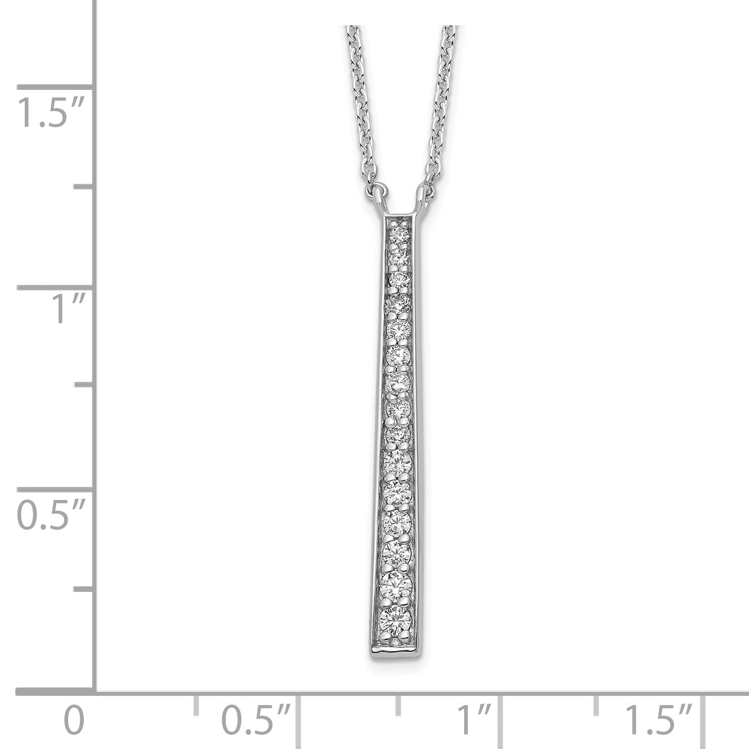 Sterling Silver Rhodium-plated Polished CZ Tapered Pendant Necklace Secondary image