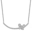 Sterling Silver Rhodium-plated CZ Butterfly Bar 2in ext Necklace
