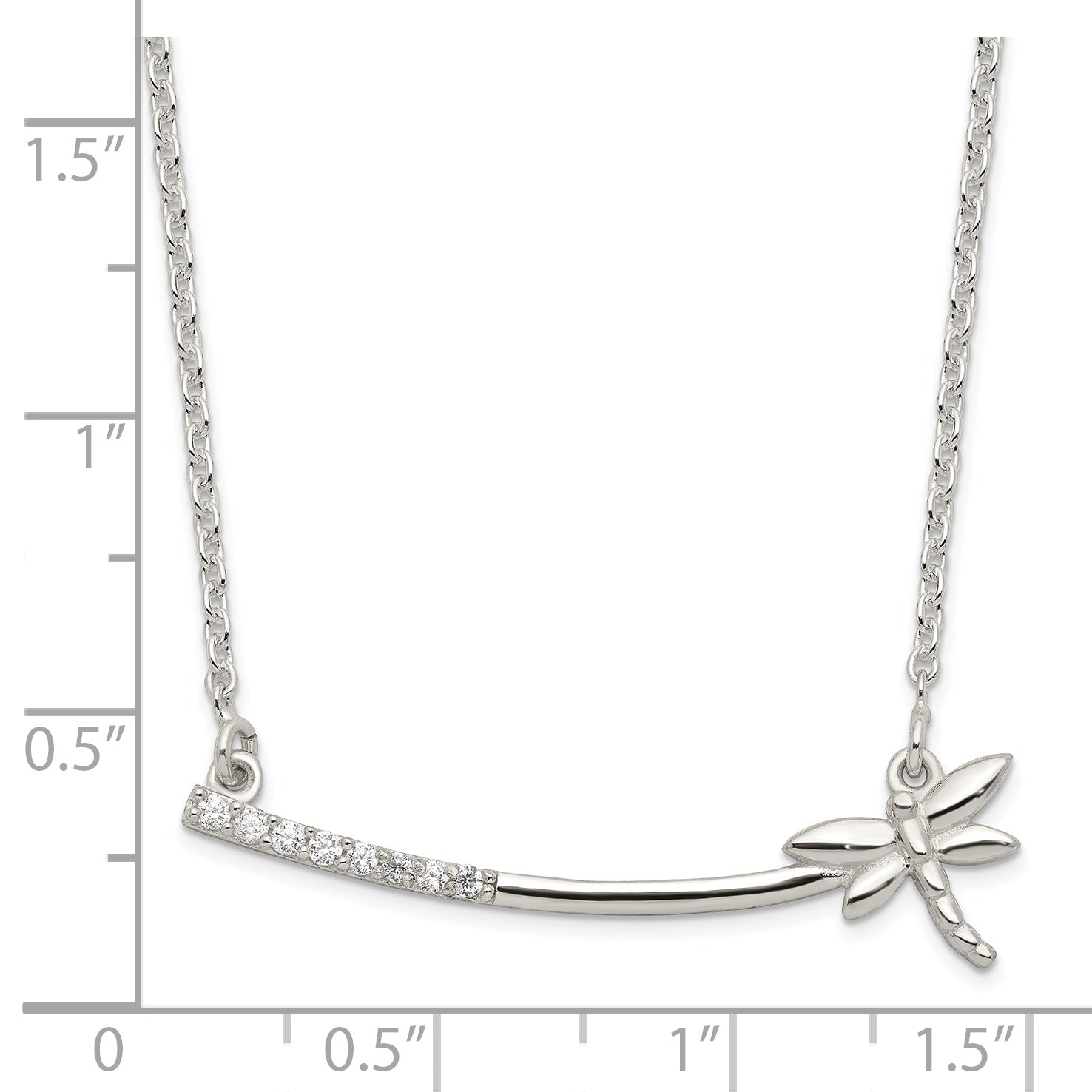 Sterling Silver CZ Dragonfly Bar Necklace Secondary image