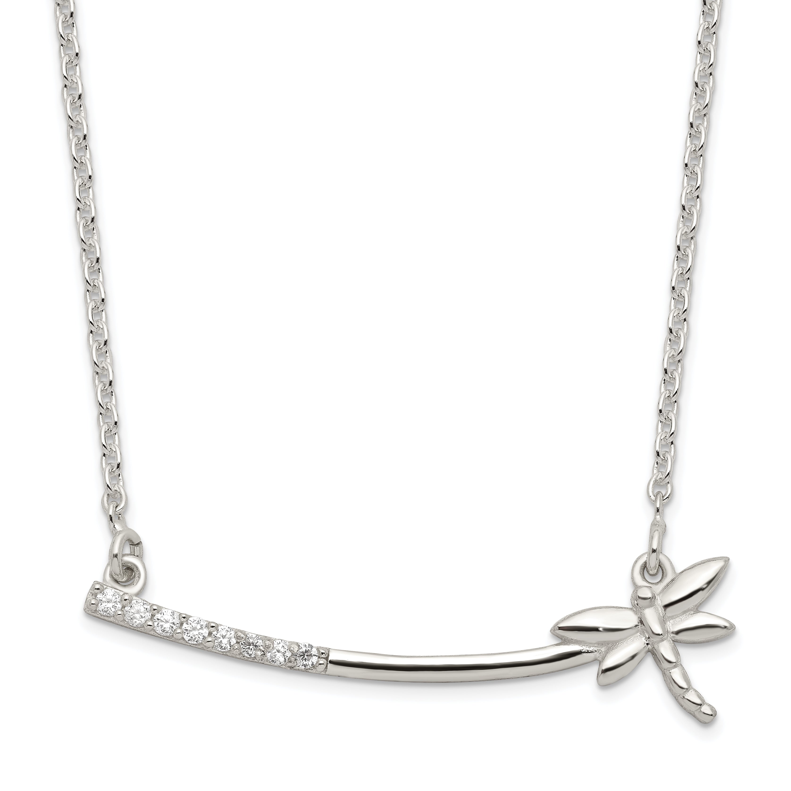 Sterling Silver CZ Dragonfly Bar Necklace Main image