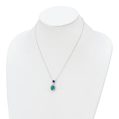 Sterling Silver Rhodium-plated CZ Glass Stone Dangle Pendant Necklace
