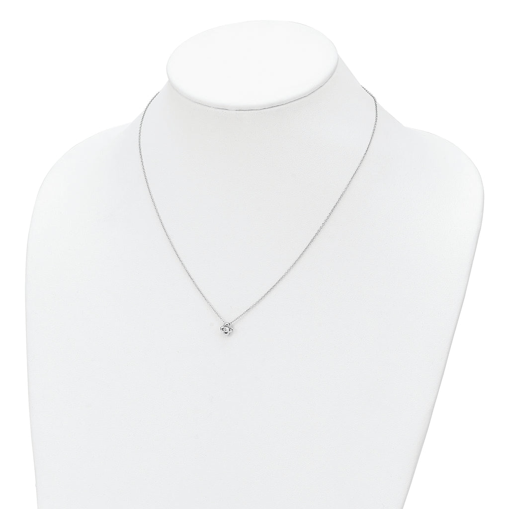 Sterling Silver Rhodium-plated Polished CZ Flower Necklace
