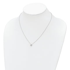 Sterling Silver Rhodium-plated Polished CZ Flower Necklace
