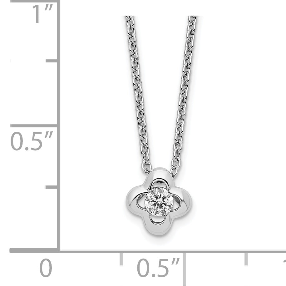 Sterling Silver Rhodium-plated Polished CZ Flower Necklace Secondary image