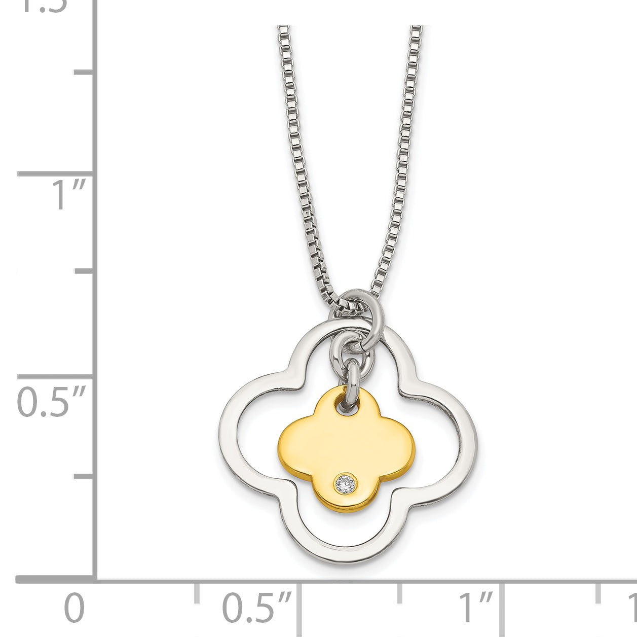 Sterling Silver Gold-tone CZ Floral Necklace Secondary image