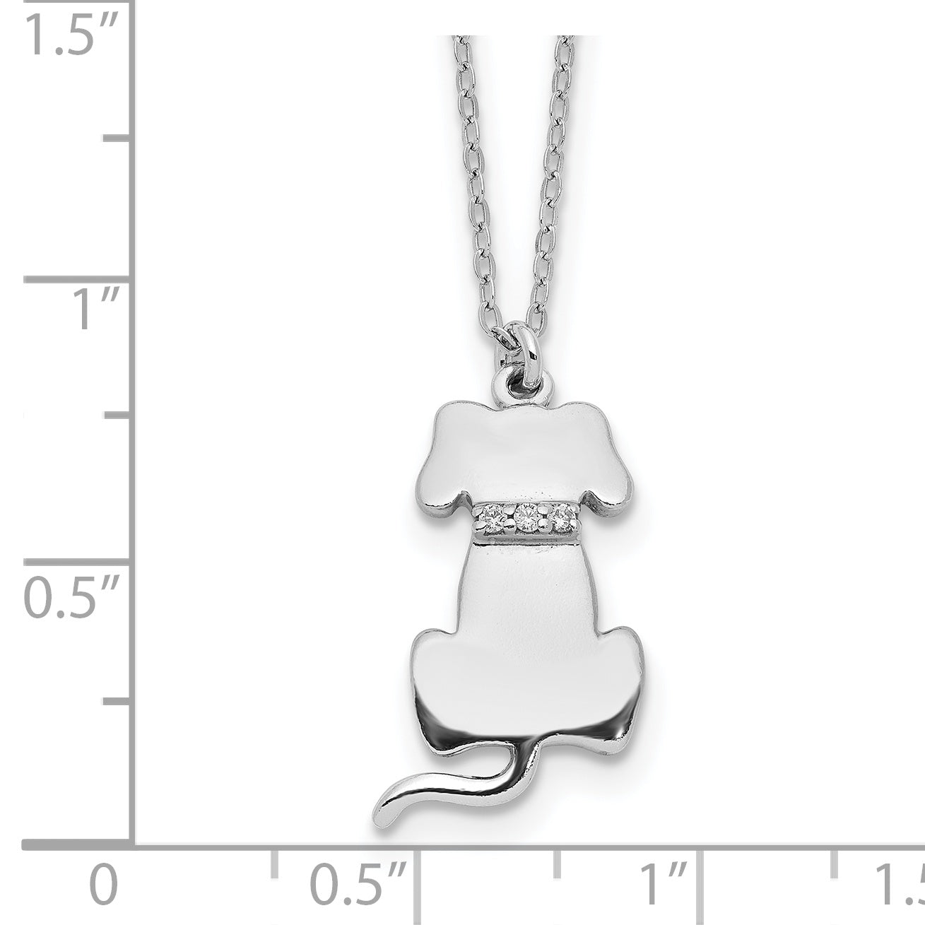 Sterling Silver Rhodium-plated CZ Dog Necklace Secondary image
