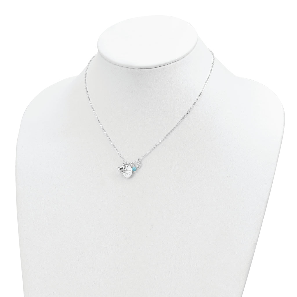Sterling Silver Turquoise Bead and Shell Beach Girl Necklace