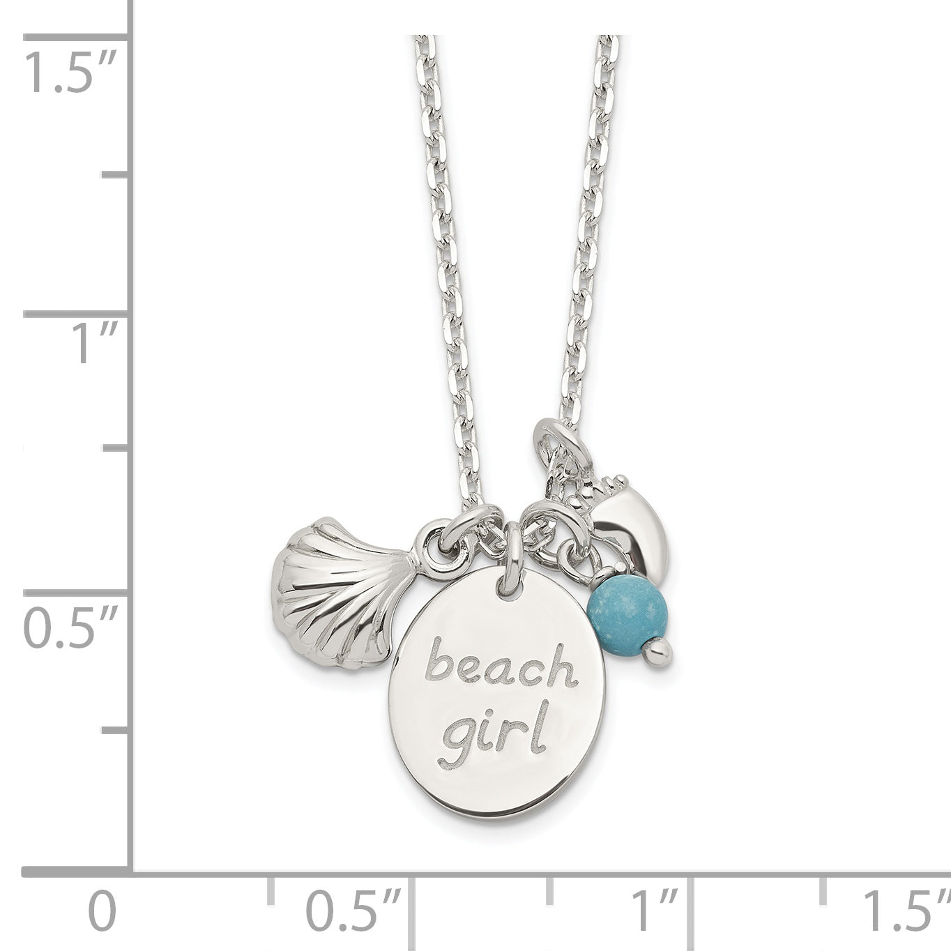 Sterling Silver Turquoise Bead and Shell Beach Girl Necklace Secondary image