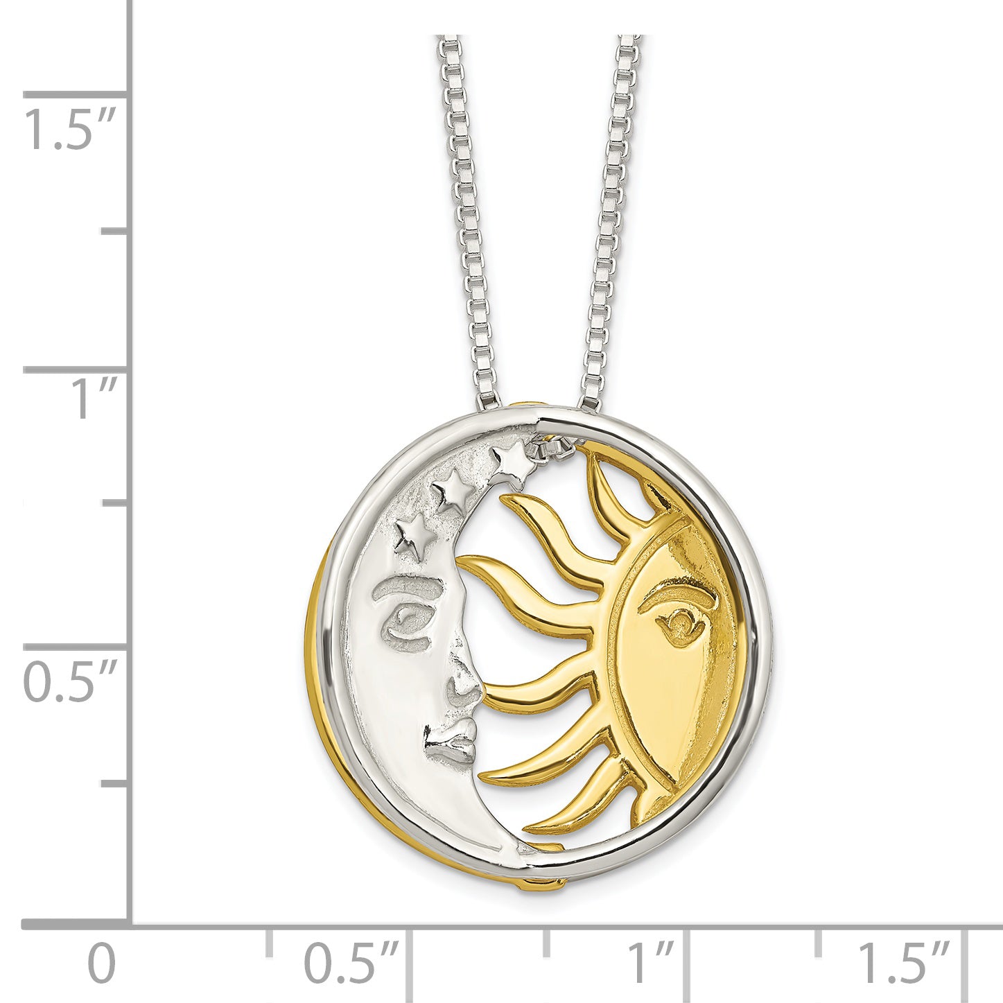 Sterling Silver & Gold-tone Polished Sun & Moon Necklace Secondary image