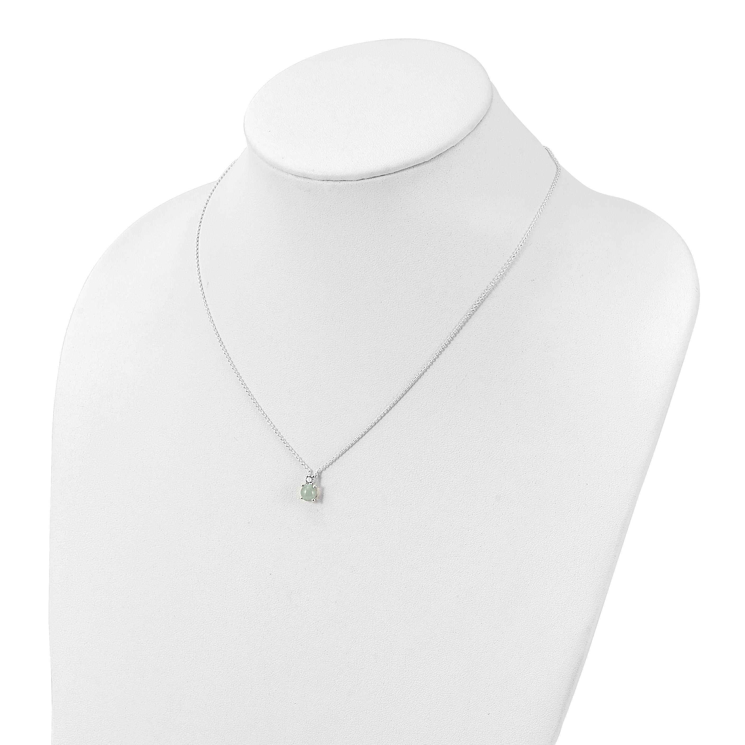 Sterling Silver Light Blue Quartzite & CZ Necklace