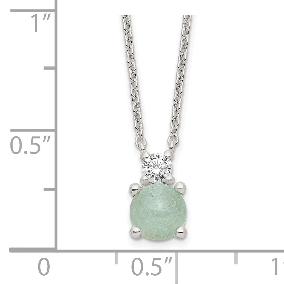 Sterling Silver Light Blue Quartzite & CZ Necklace Secondary image