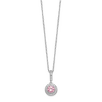 Sterling Silver Polished Rhodium-plated CZ 18in Necklace/Post Earrings Set