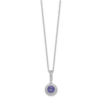 Sterling Silver Polished Rhodium-plated CZ 18in Necklace/Post Earrings Set